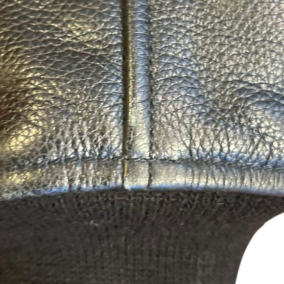 ALPHA INDUSTRIES Black Genuine Leather Full Zip Moto Biker Bomber Jacket LARGE - Picture 7 of 11